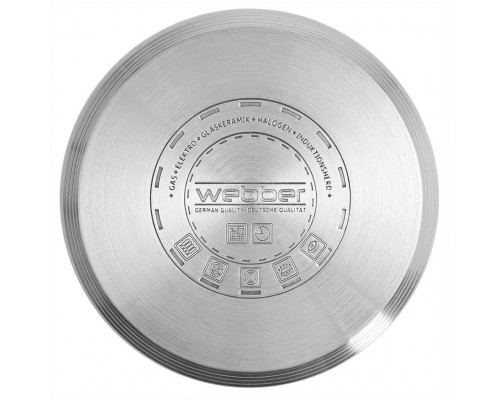 WEBBER BE-625/6 Набор посуды из нерж.стали 6 пр. 2,2л,3,0л,4,0л со стеклянн