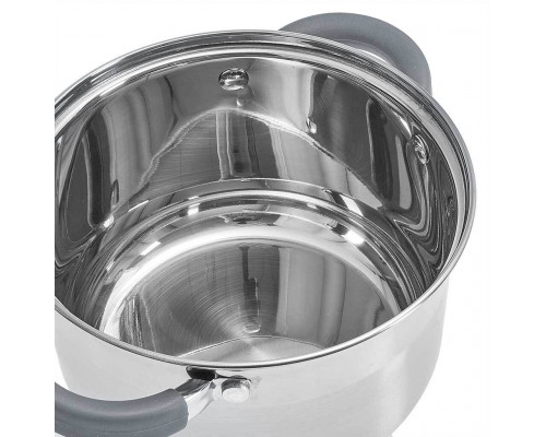 WEBBER BE-625/6 Набор посуды из нерж.стали 6 пр. 2,2л,3,0л,4,0л со стеклянн