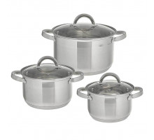 Набор кастрюль с крышками 6 пр. Webber BE-628/6, 2,2/3/5,2л, 16/18/22см, нерж. ст./стекло