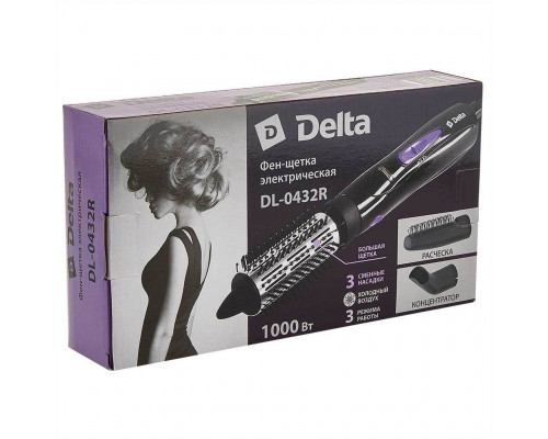 Фен-щетка DELTA DL-0432R 1000Вт, 3 насадки, 3 режима работы