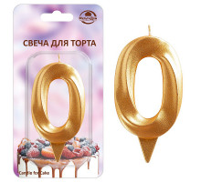 Свеча для торта "Грань" цифра 0 (золото), 8,7х4,3х1,2 см