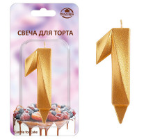 Свеча для торта "Грань" цифра 1 (золото), 8,7х4,3х1,2 см
