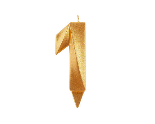 Свеча для торта "Грань" цифра 1 (золото), 8,7х4,3х1,2 см