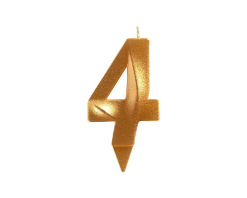 Свеча для торта "Грань" цифра 4 (золото), 8,7х4,3х1,2 см.