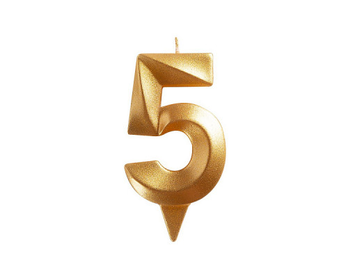 Свеча для торта "Грань" цифра 5 (золото), 8,7х4,3х1,2 см.