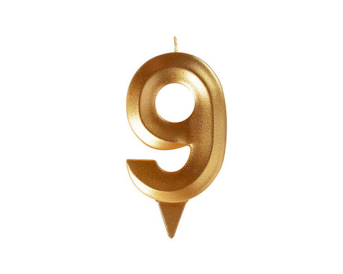 Свеча для торта "Грань" цифра 9 (золото), 8,7х4,3х1,2 см.