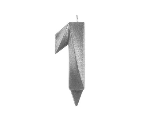 Свеча для торта "Грань" цифра 1 (хром), 8,7х4,3х1,2 см.