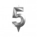 Свеча для торта "Грань" цифра 5 (хром), 8,7х4,3х1,2 см.