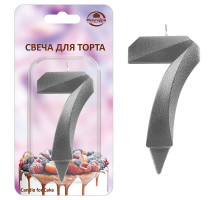 Свеча для торта "Грань" цифра 7 (хром), 8,7х4,3х1,2 см.
