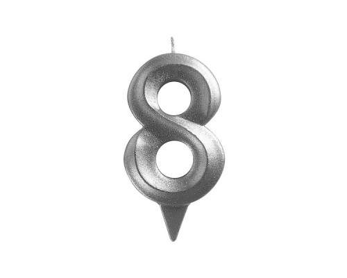 Свеча для торта "Грань" цифра 8 (хром), 8,7х4,3х1,2 см.