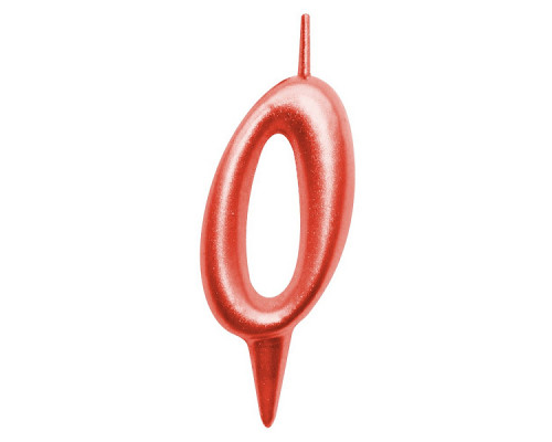 Свеча для торта "Овал" цифра 0 (красный), 8х4х1,2 см.