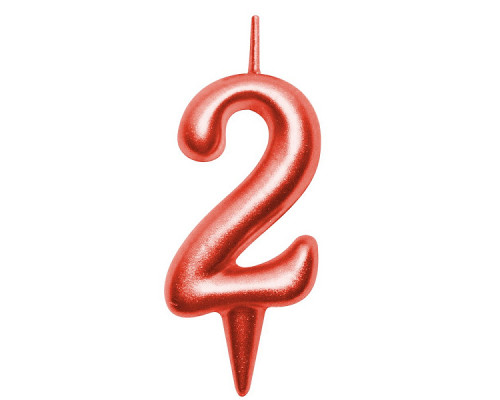 Свеча для торта "Овал" цифра 2 (красный), 8х4х1,2 см.