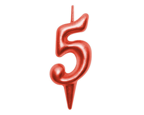 Свеча для торта "Овал" цифра 5 (красный), 8х4х1,2 см.