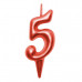 Свеча для торта "Овал" цифра 5 (красный), 8х4х1,2 см.