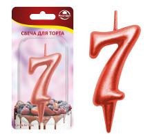 Свеча для торта "Овал" цифра 7 (красный), 8х4х1,2 см.