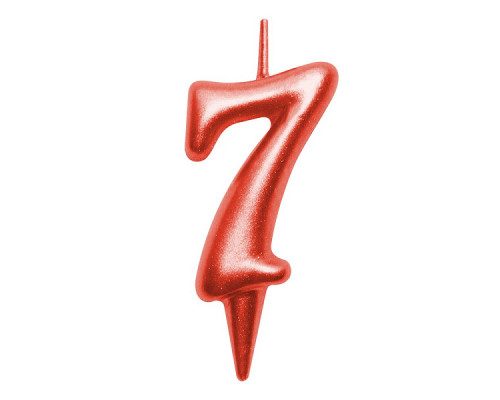 Свеча для торта "Овал" цифра 7 (красный), 8х4х1,2 см.