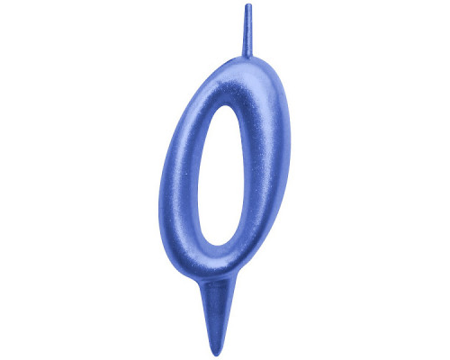 Свеча для торта "Овал" цифра 0 (синий), 8х4х1,2 см.