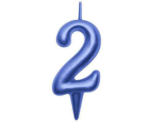 Свеча для торта "Овал" цифра 2 (синий), 8х4х1,2 см.