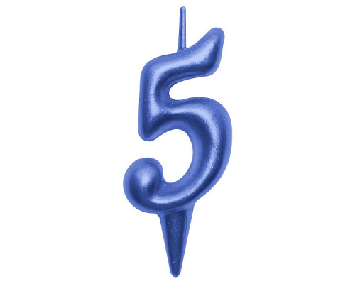 Свеча для торта "Овал" цифра 5 (синий), 8х4х1,2 см.
