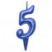 Свеча для торта "Овал" цифра 5 (синий), 8х4х1,2 см.