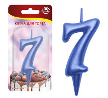Свеча для торта "Овал" цифра 7 (синий), 8х4х1,2 см.