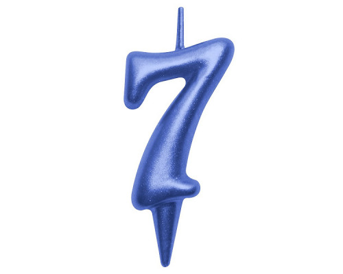 Свеча для торта "Овал" цифра 7 (синий), 8х4х1,2 см.