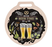 Разделочная доска "BEER TIME". Диаметр 26см    #