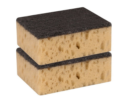 Губка хозяйственная. Набор 2 шт. Размер 9,5х7х3,7 см (бежевый/черный) NEW
