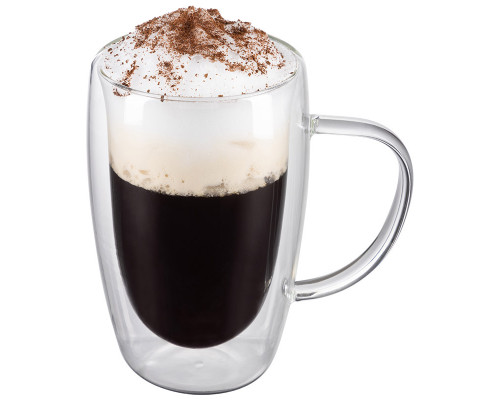 Кружка AROMA 450 мл с двойными стенками из боросиликатного стекла