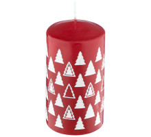 Свеча Deco Christmas 50х100 мм Ёлочки (белые на бордовом)