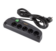 Фильтр сетевой VEKTOR Z, 4 роз. c/з, + 1 роз б/з,  5,0м (3,5кВт, 16А), черный