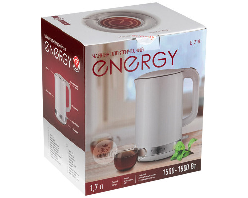Чайник Energy E-218 (1,7 л), белый, двойной корпус