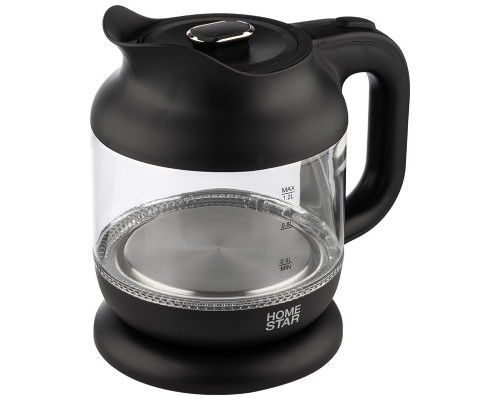 Чайник HomeStar HS-1056 (1,2 л), стекло, пластик, черный