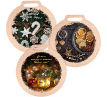 Разделочная доска  "Christmas". Диаметр 26см 3диз