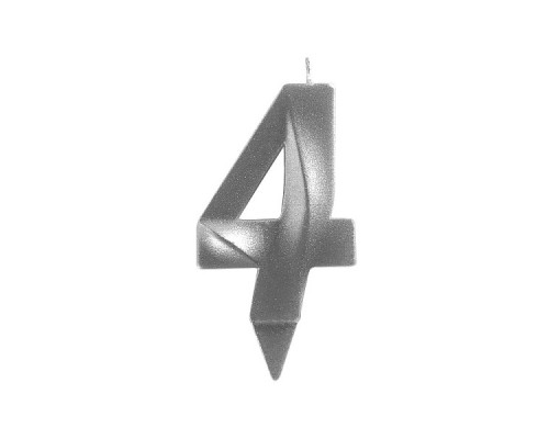 Свеча для торта "Грань" цифра 4 (хром), 8,7х4,3х1,2 см.