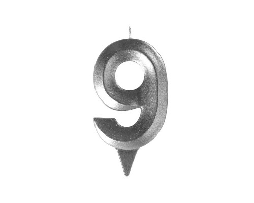 Свеча для торта "Грань" цифра 9 (хром), 8,7х4,3х1,2 см.