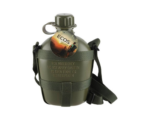 Фляга туристическая ECOS CF-45 с плечевым ремнем, 1 л