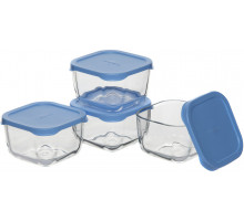 Набор контейнеров для продуктов 4 пр. Pasabahce "SNOW BOX" 53223BL, 0,275л, стекло/пласт.