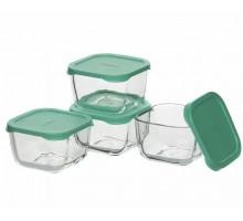 Набор контейнеров для продуктов 4 пр. Pasabahce "SNOW BOX" 53223GR, 0,275л, стекло/пласт.