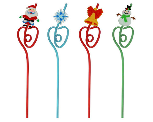 Трубочки для коктейля "Волшебство". Набор 4шт. Длина 26 см. NEW