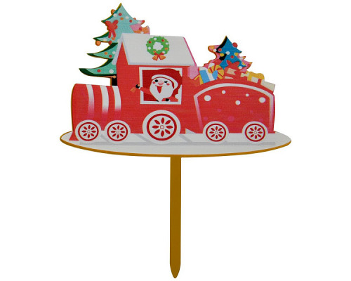 Топпер для украшения "Новогодний паровоз". Размер 10х15,5 см. NEW