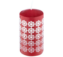Свеча Deco Christmas 50х100 мм Снежинки (белые на бордовом)