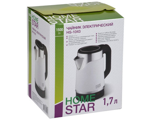 Чайник HomeStar HS-1043 (1,7 л) белый, двойной корпус
