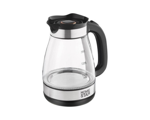 Чайник HomeStar HS-1044 (1,8 л) стекло, пластик, черный
