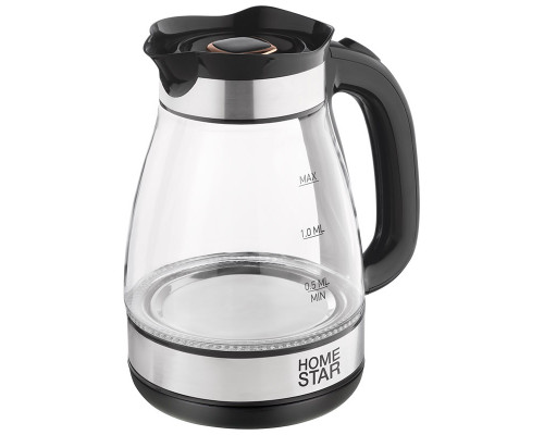 Чайник HomeStar HS-1044 (1,8 л) стекло, пластик, черный