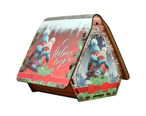 Коробка подарочная-кормушка "С Новым годом!". Размер 22,5х19,5х20 см NEW