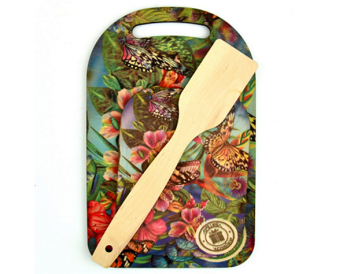 Доска разделочная в наборе с подставкой и лопаткой "Яркое лето". 3 предмета NEW