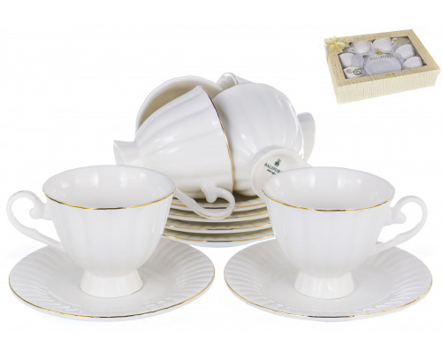 ГРАЦИЯ, набор кофейный (12) 6 чашек 120мл + 6 блюдец, NEW BONE CHINA, подарочная упаковка