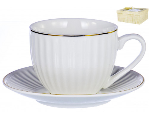 ГРАЦИЯ Анжелика, набор чайный (2) чашка 220мл + блюдце, NEW BONE CHINA, подарочная упаковка