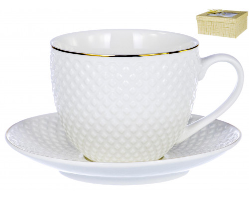 ГРАЦИЯ Дария, набор чайный (2) чашка 220мл + блюдце, NEW BONE CHINA, подарочная упаковка